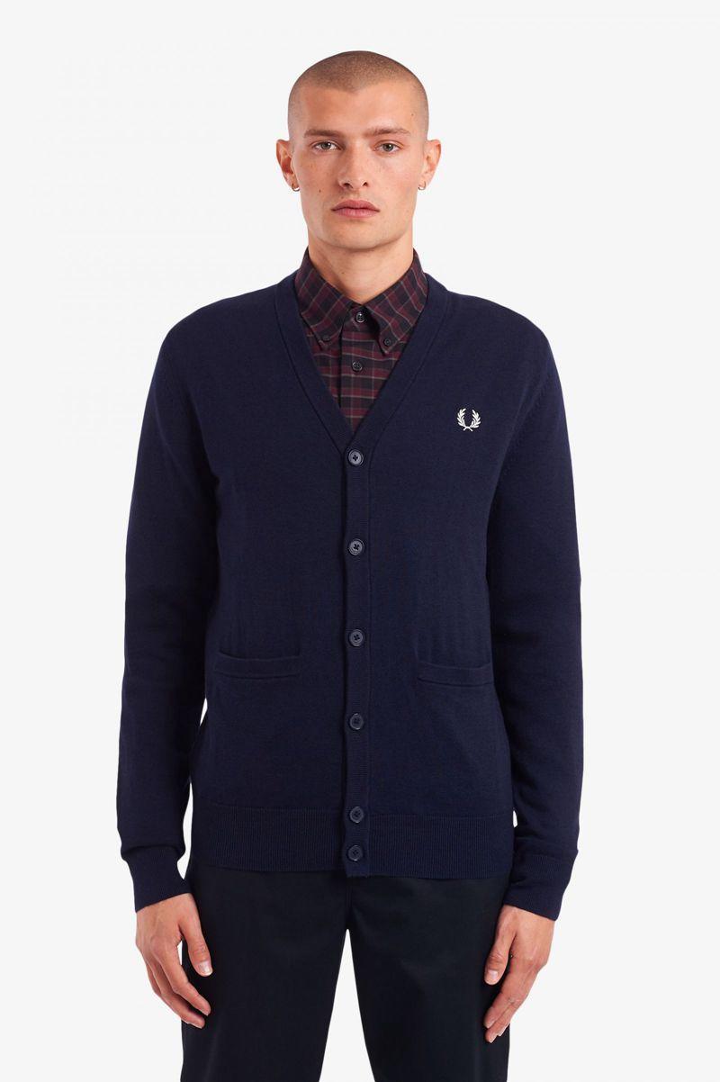 Navy Fred Perry Classic Cardigan Men\'s Knitwear | PH 1287EBCX